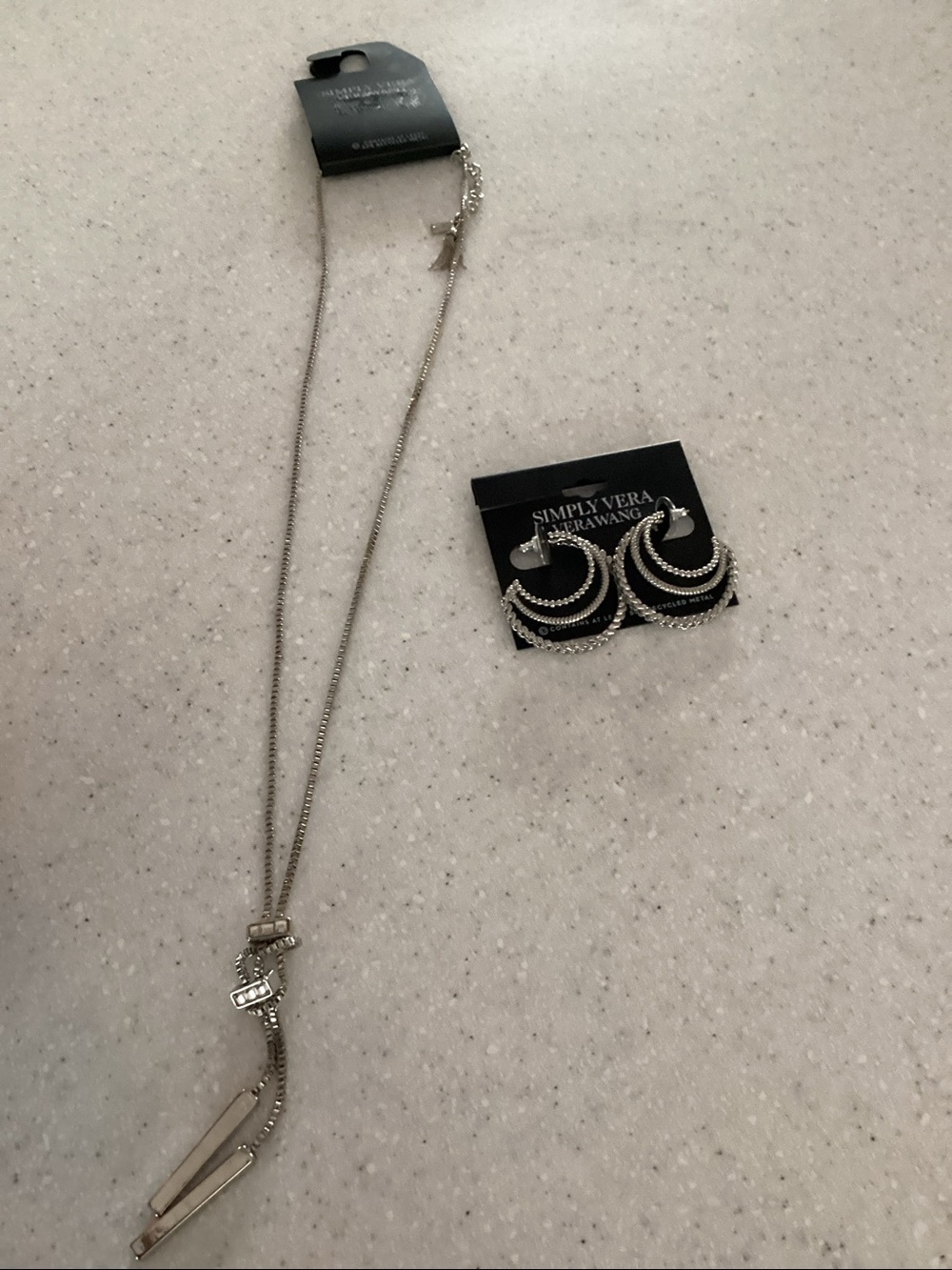 Simply Vera Vera Wang Silver Crystal Pendant Necklace & Hoop Earrings Set
